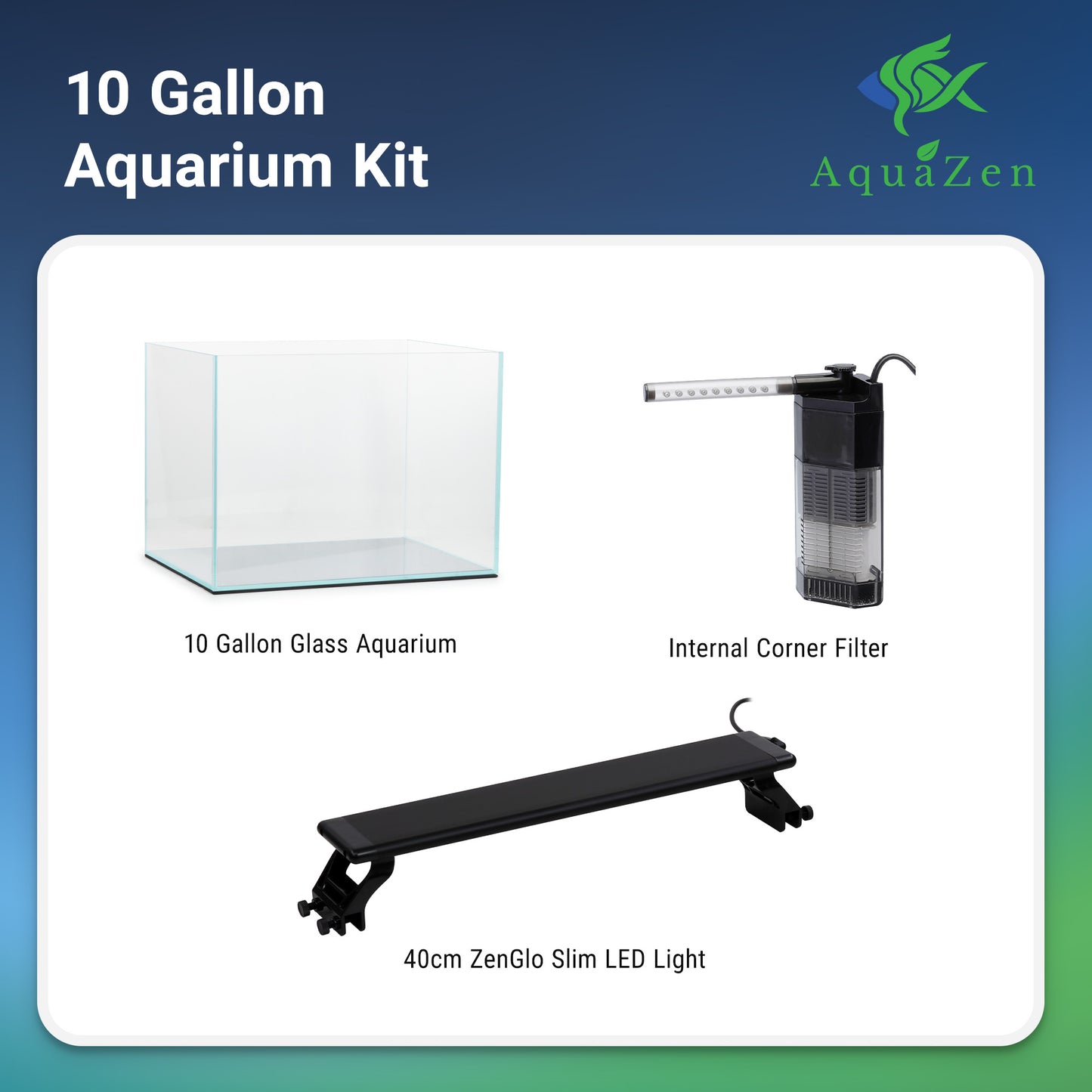 Aquazen 10 Gallon Complete Aquarium